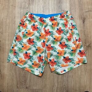 BIRDDOGS | Men's Tropical Floral Hibiscus Elastic Waist Lined‎ Swim Trunks, M